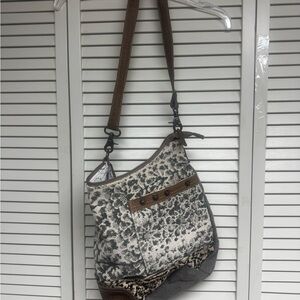 Myra Bag Leopard Print Shoulder Bag in Gray and Brown